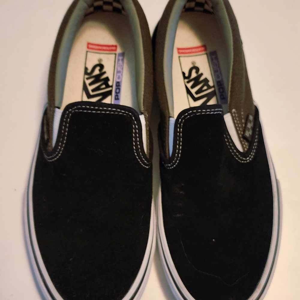 Vans Dual-Tone Black and Olive Slip-Ons